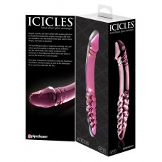 Icicles No. 57 - péniszes kétvégű üveg dildó (pink)