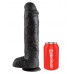 King Cock 11 - nagy tapadótalpas, herés dildó (28cm) - fekete