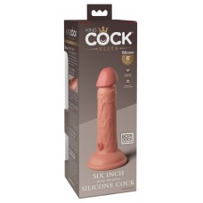 King Cock Elite 6 - tapadótalpas, élethű dildó (15cm) - natúr