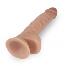 Lovetoy Real Extreme - tapadótalpas, herés dildó - 21cm (natúr)